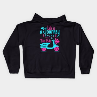 Neon Inspirational Quote Art: Enjoy the Ride Kids Hoodie